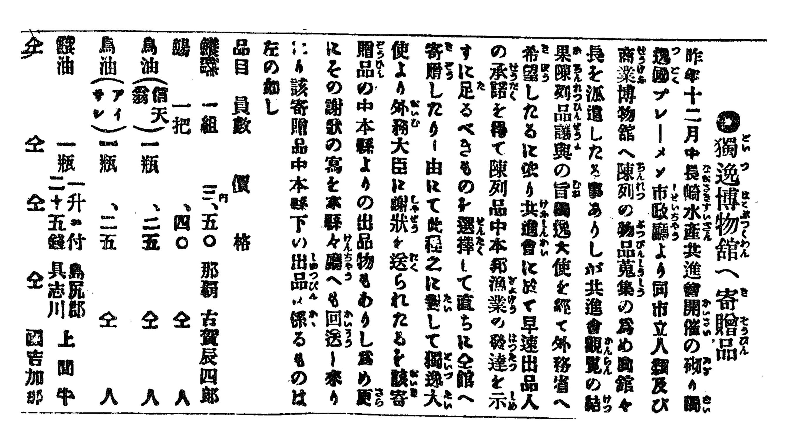 獨逸博物舘へ寄贈品 獨逸博物舘へ寄贈品